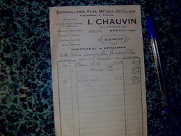 Factures  Quincaillerie Charbon .. I.Chauvin à Bernay Eure Année 1924 - Andere