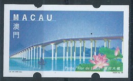 MACAU ATM LABELS 1999 LOTUS BRIDGE ISSUE WITH NO VALUE PRINTED. BLUE COLOR - Automatenmarken