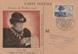 Carte Maximum -  Journée Du Timbre 1945 Paris Louis Xi - Briefe U. Dokumente
