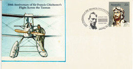 First Solo Flight Accross Tasman Sea 1931.Auckland-Norfolk Isl-Lord Howe Isl-Jervis Bay.Australia,by F.Chichester - First Flight Covers