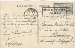 FRANCE Olympic Machine Cancel Paris Depart On Postcard Of 28 V1 1924 During The Olympic Games - Ete 1924: Paris