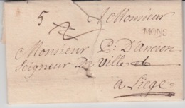 LAC Du 30/06/1749 De MONS A LIEGE CACHET MONS EN NOIR - 1714-1794 (Pays-Bas Autrichiens)