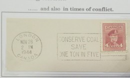 O) 1944 CANADA, CONSERVE SAVE ONE TON IN FIVE - TOMES OF CONFLICT, FDC XF - ....-1951