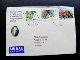 Cover Taiwan China To Lithuania 2019 Animals Horse Fruits - Cartas & Documentos