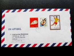 Cover Japan To Lithuania 2019 Animals Bird Oiseau Duck Mouse Sport Handball Mountain - Lettres & Documents