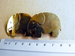 Hair Clip Gold Color Metal 2 Elephants Animals - Productos De Belleza