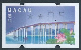 MACAU ATM LABELS, 2000 LOTUS FLOWER BRIDGE ISSUE REPRINT, 50 AVOS WITH VALUE HALF PRINTED. - Automaten