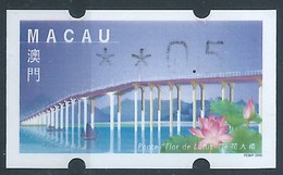 MACAU ATM LABELS, 2000 LOTUS FLOWER BRIDGE ISSUE REPRINT, 50 AVOS WITH VALUE HALF PRINTED. - Automatenmarken