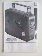 Théme Appareil Photo & Camera -  Caméra Pour Projecteur   "KODAK CINE HUIT "   - Ancienne Coupure De Presse De 1936 - Filmkameras - Filmprojektoren