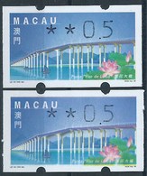 MACAU ATM LABELS, 1999 LOTUS FLOWER BRIDGE ISSUE, 50 AVOS-YELLOW SHIFT DOWN X 1+1 WITH DIFFERENT COLOR SHADE - Distribuidores