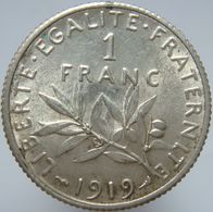 LaZooRo: France 1 Franc 1919 UNC - Silver - 1 Franc