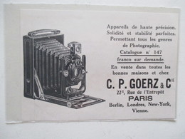 Théme Appareil Photo & Camera - Modèle  Carl Paul Goerz  & Cie - Ancienne Coupure De Presse 1909 - Proyectores De Cine