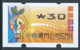 MACAU ENERGY SAVING 2002 ATM LABELS ERROR PRINT - 3.00PAT THIN TOP - Distributeurs