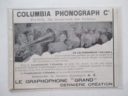 GRAPHOPHONE COLUMBIA Ets Columbia Phonograph & Cie - Coupure De Presse De 1899 - 78 G - Dischi Per Fonografi