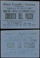 PRIMI VOLI - 1926 (Verona 21 Marzo) - Circuito Del Pozzo/Grande Corsa Automobilistica - Lanciato Dal Pallone - Non Catal - Sonstige & Ohne Zuordnung