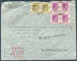 1946 Hong Kong $2.60 Rate Airmail Cover - The China America Council Of Commerce, New York USA. "BY AIR TO LONDON ONLY" - Briefe U. Dokumente