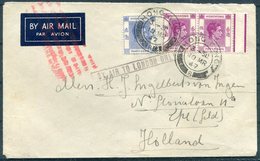 1947 Hong Kong $1.30 Rate Airmail Cover - Holland. Boxed "BY AIR TO LONDON ONLY" - Storia Postale