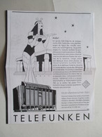 Radio à 12 Lampes TELEFUNKEN 7001    - Ancienne Coupure De Presse De 1938 - Libros Y Esbozos