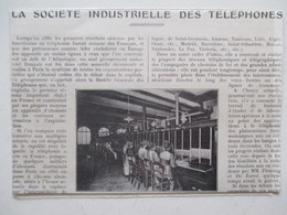 LILLE - La Société Industrielle Des Téléphones " Local Du Multiple"   - Ancienne Coupure De Presse De 1922 - Telefontechnik