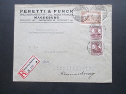 DR Infla 1921 MiF Darstellung Kaiserreich Nr. 114 MiF Mit Germania Nr. 142 Einschreiben Magdeburg - Neustadt No 181 A - Lettres & Documents