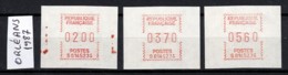 LOT 3 TIMBRES DE DISTRIBUTEURS NEUFS**-  ORLÉANS 1987- 3 VALEURS- - 1985 « Carrier » Papier