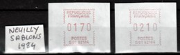 LOT 2 TIMBRES DE DISTRIBUTEURS NEUFS**-  ORLÉANS 1984- 2 VALEURS- - 1985 « Carrier » Paper