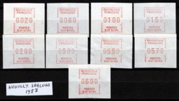 BELLE SÉRIE 9 TIMBRES DE DISTRIBUTEURS NEUFS**- NEUILLY-SABLONS 1987-  9 VALEURS- - 1985 « Carrier » Paper