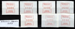 LOT 8 TIMBRES DE DISTRIBUTEURS NEUFS**- NEUILLY-SABLONS 1987-  4 VALEURS- - 1985 Papier « Carrier »