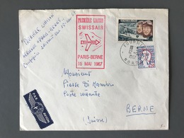 France, Lettre - PREMIERE LIAISON SWISSAIR PARIS-BERNE 15 Mai 1967 - (B3023) - 1960-.... Briefe & Dokumente