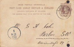 Great Britain UPU Postal Stationery Ganzsache Entier HERRMANN KELLER & Co., LONDON 1888 BERLIN Germany - Lettres & Documents