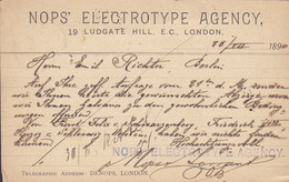 Great Britain UPU Postal Stationery Ganzsache Entier PRIVATE Print NOPS' ELECTROTYPE AGENCY, Ludgate Hill LONDON 1890 - Lettres & Documents