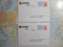 2 Enveloppes Neuves PAP Réponse Petit Format Solidarités International - PAP: Aufdrucke/Lamouche