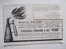 Usine RUEIL MALMAISON Rue Massena (92) Extincteur D'incendie à Sec " VERAX"  Ets Du Felrax  -  Coupure De Presse De 1929 - Autres Appareils