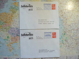 2 Enveloppes Neuves PAP Réponse Petit Format Solidarités Aide Humanitaire D'urgence - PAP: Aufdrucke/Lamouche