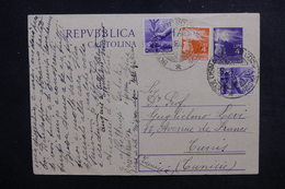 ITALIE - Entier Postal + Compléments De Bologna En 1947 Pour Tunis - L 52740 - Interi Postali