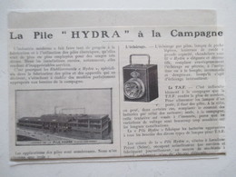 LEVALLOIS PERRET - Usine à Piles -   Lampe à Pile "HYDRA"     -  Coupure De Presse De 1929 - Projecteurs