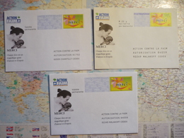 3 Enveloppes Neuves PAP Réponse Petit Format Action Contre La Faim - PAP: Private Aufdrucke