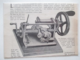 SERRURERIE Appareil "Yale" à Reproduire Les Clefs   -  Coupure De Presse De 1922 - Other Apparatus