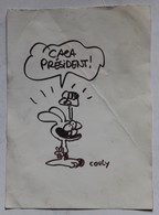 Dessin Du Dessinateur Didier Couly Lapin Caca Président Jeux Vidéo Canard PC - Platten Und Echtzeichnungen