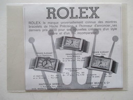 Montres De Luxe R O L E X   - Coupure De Presse De 1933 - Altri & Non Classificati