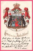Cp Gaufrée - Litho - Gruss Aus Dem Anhalt Land - Ours - Blason Doré - PAUL SEYTERT - Edit. ALFRED THUSIUS - 1902 - Köthen (Anhalt)