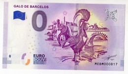 2019-1 BILLET TOURISTIQUE PORTUGAL 0 EURO SOUVENIR N°MEBM000815 GALO DE BARCELOS Coq - Essais Privés / Non-officiels