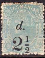 AUSTRALIA TASMANIA 1891 QUEEN VICTORIA REGINA VITTORIA SURCHARGED 2 1/2d On 9p MH - Ungebraucht