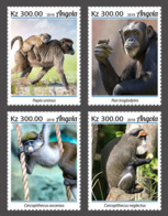 ANGOLA 2019 MNH Monkeys Affen Singes 4v - IMPERFORATED - DH2005 - Monkeys