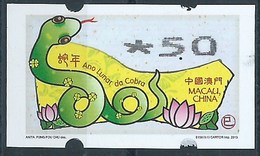 MACAU ATM LABELS, 2013 YEAR OF THE SNAKE ISSUE 5.00 PAT FINE UM MINT - Distributori