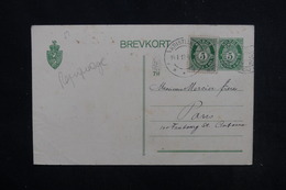 NORVÈGE - Entier Postal Commercial ( Repiquage Au Verso ) + Complément De Kristiania Pour Paris En 1913 - L 52803 - Ganzsachen