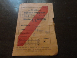 BIGLIETTO AUTOSERVIZI SALEMI-TRATTA MARSALA-PALERMO C.S.-1992 - Europa