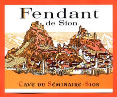 étiquette De Vin Suisse Fendant De Sion Cave Du Séminaire à Sion - 75 Cl - Vin De Pays D'Oc