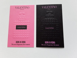 VALENTINO  ~~BORN IN ROMA ~~ 2 Cartes Gaufrées Différentes .  2 Scans . - Modernes (à Partir De 1961)