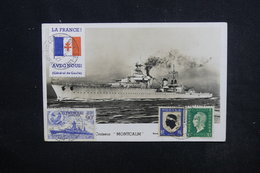 FRANCE - Vignette Du Général De Gaulle Sur Carte Postale Du Croiseur Montcalm En 1981 - L 52820 - Brieven En Documenten